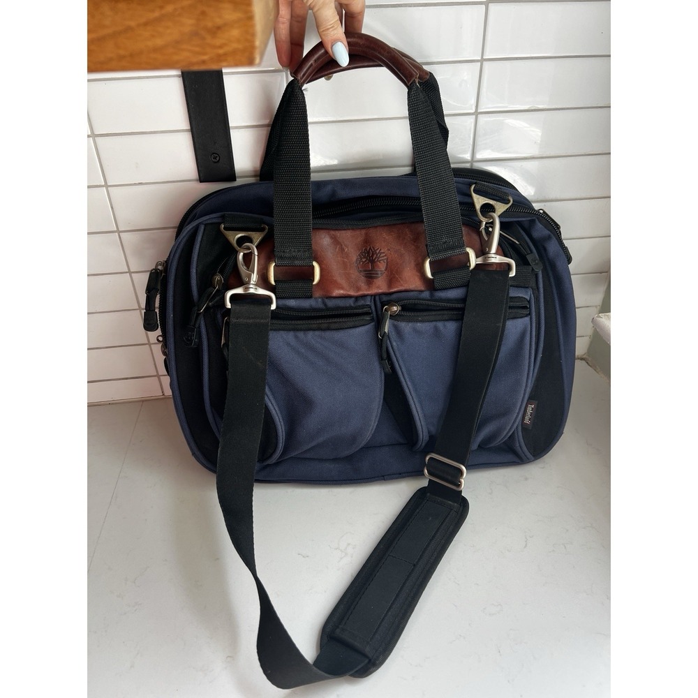 Vintage Timberland Blue Messenger Bag Briefcase Laptop Crossbody Straps Handles
